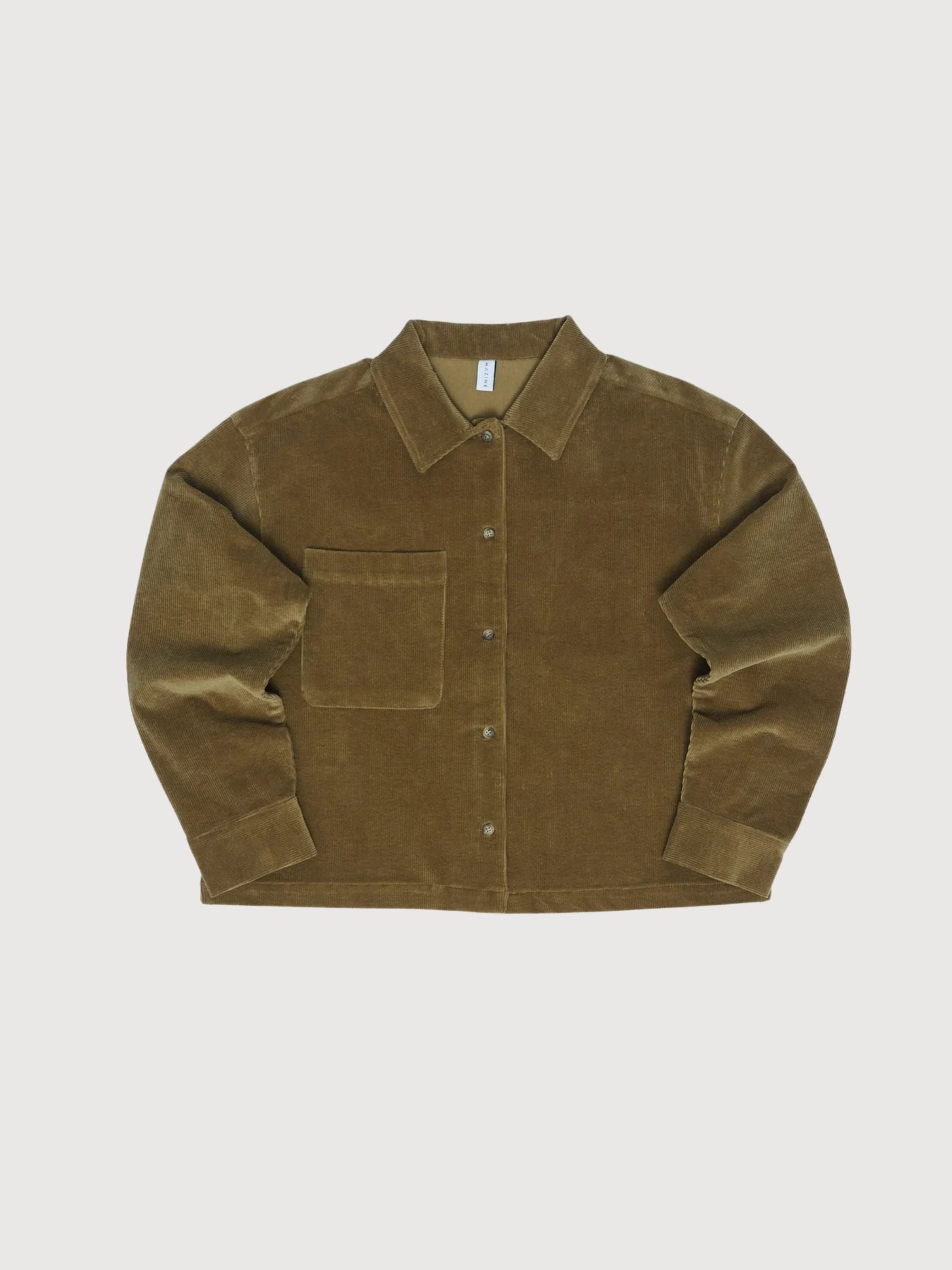 Mazine Damen Cordhemd mit Tasche, Grün |