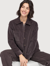 Shirt Pocket Corduroy Purple Woman Cotton | Mazine