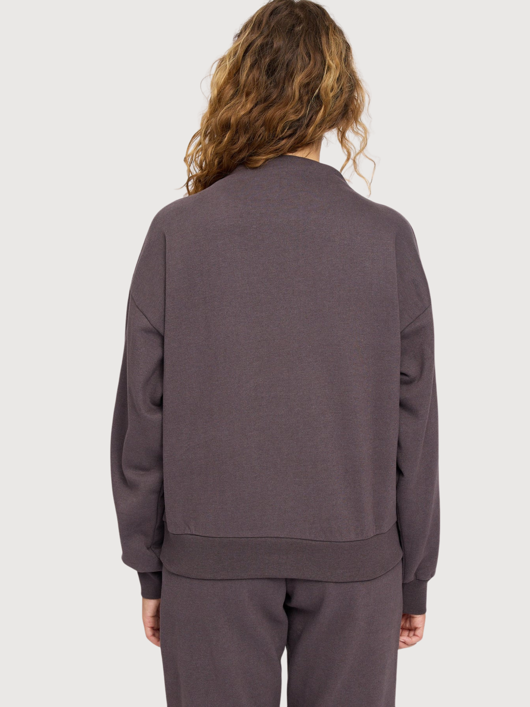 Maglia a maniche lungh con collo alto marrone | Mazine