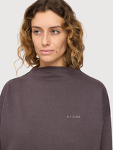 Longsleeve Soft-Fabric Mock Neck Brown Woman | Mazine