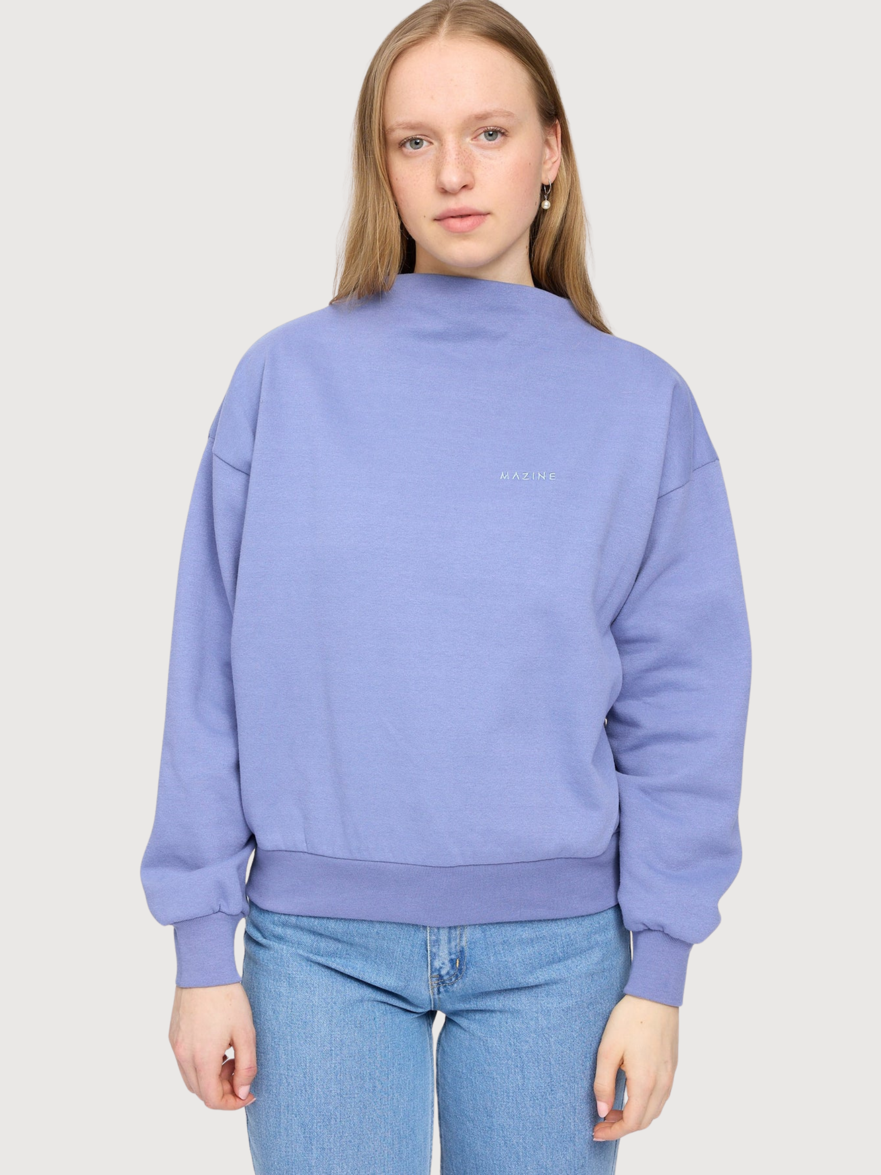 Longsleeve Soft Fabrik Mock Blue Woman | Mazine