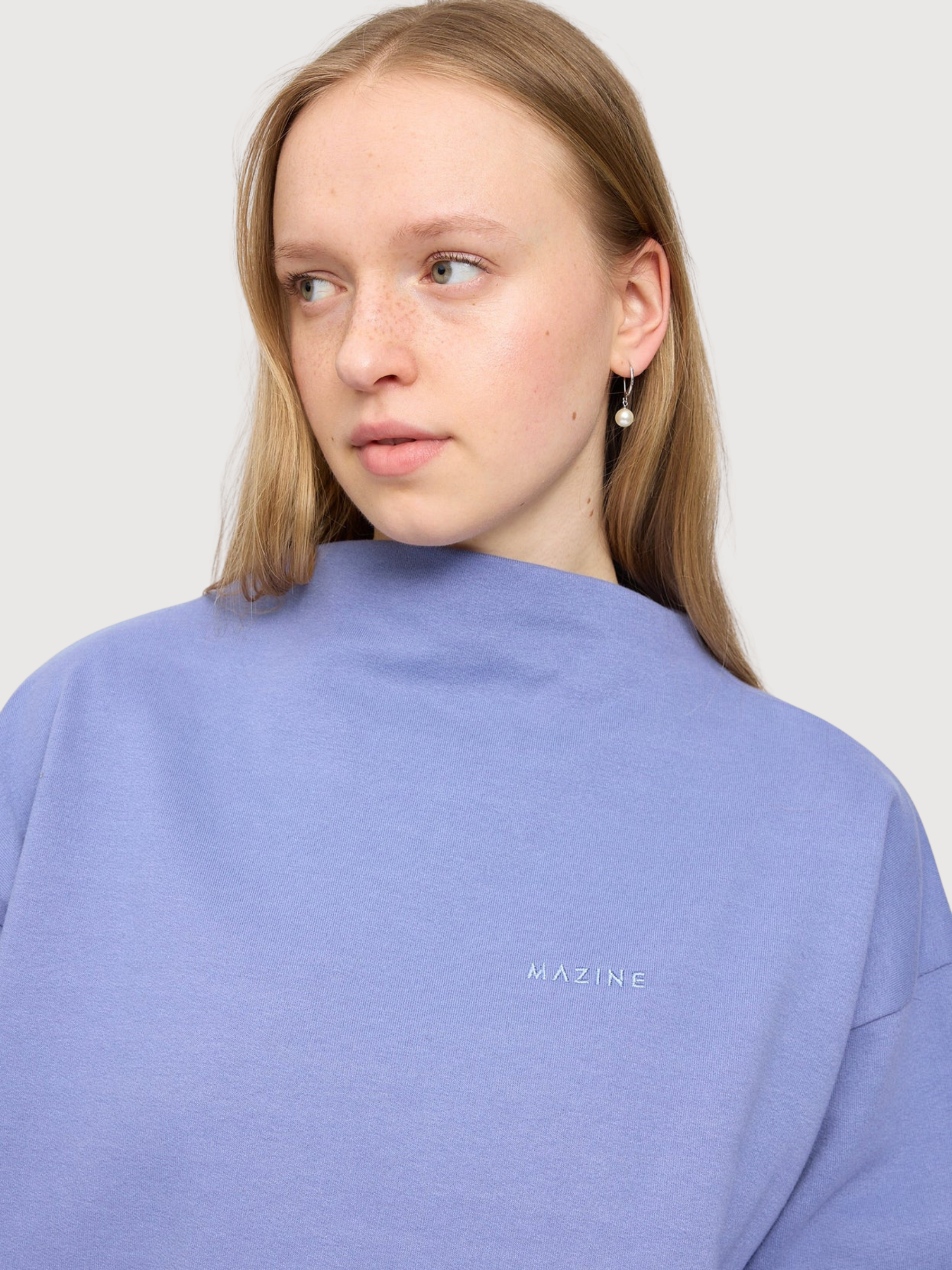 Longsleeve Soft Fabrik Mock Blue Woman | Mazine