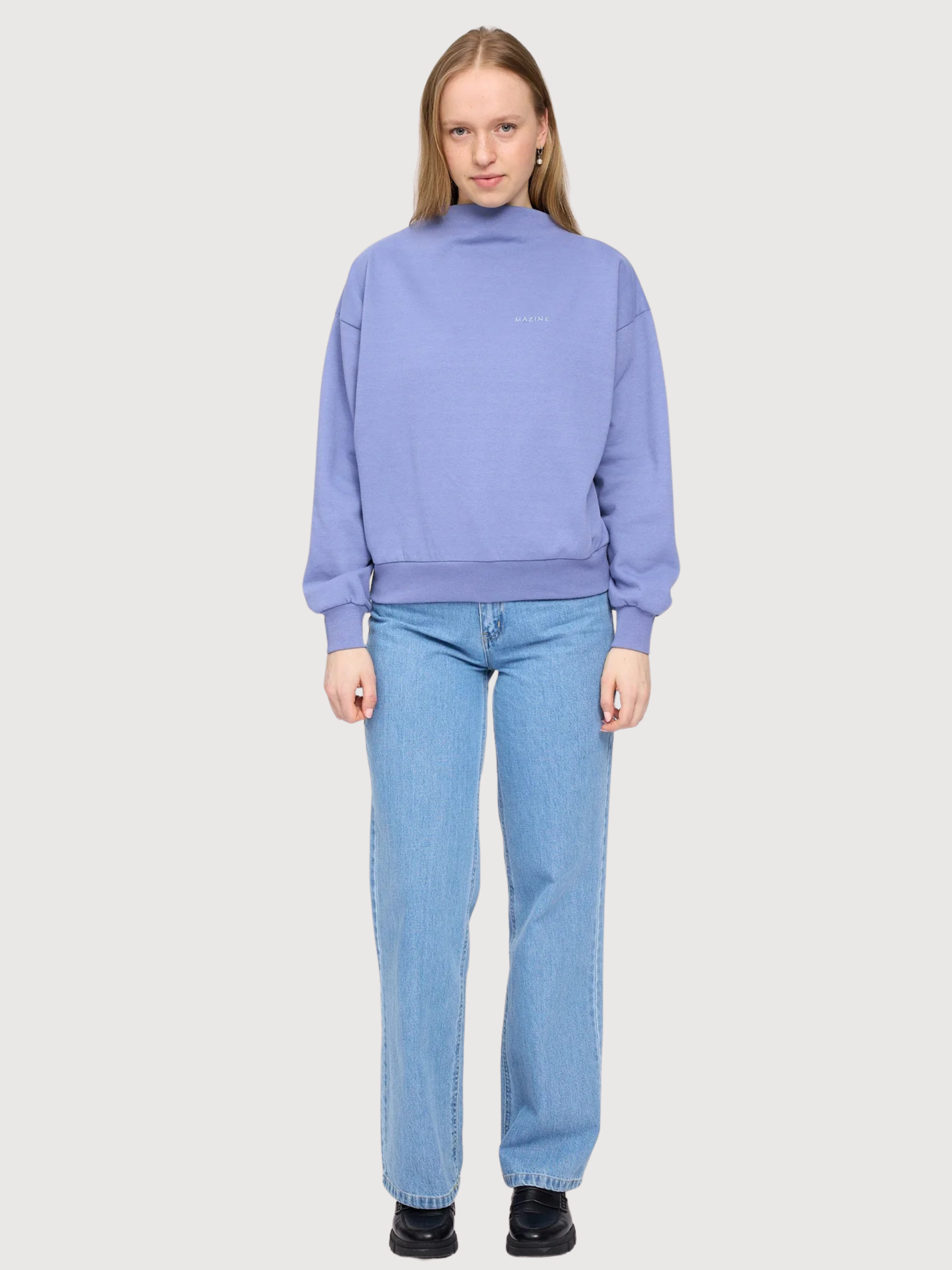 Longsleeve Soft Fabrik Mock Blue Woman | Mazine