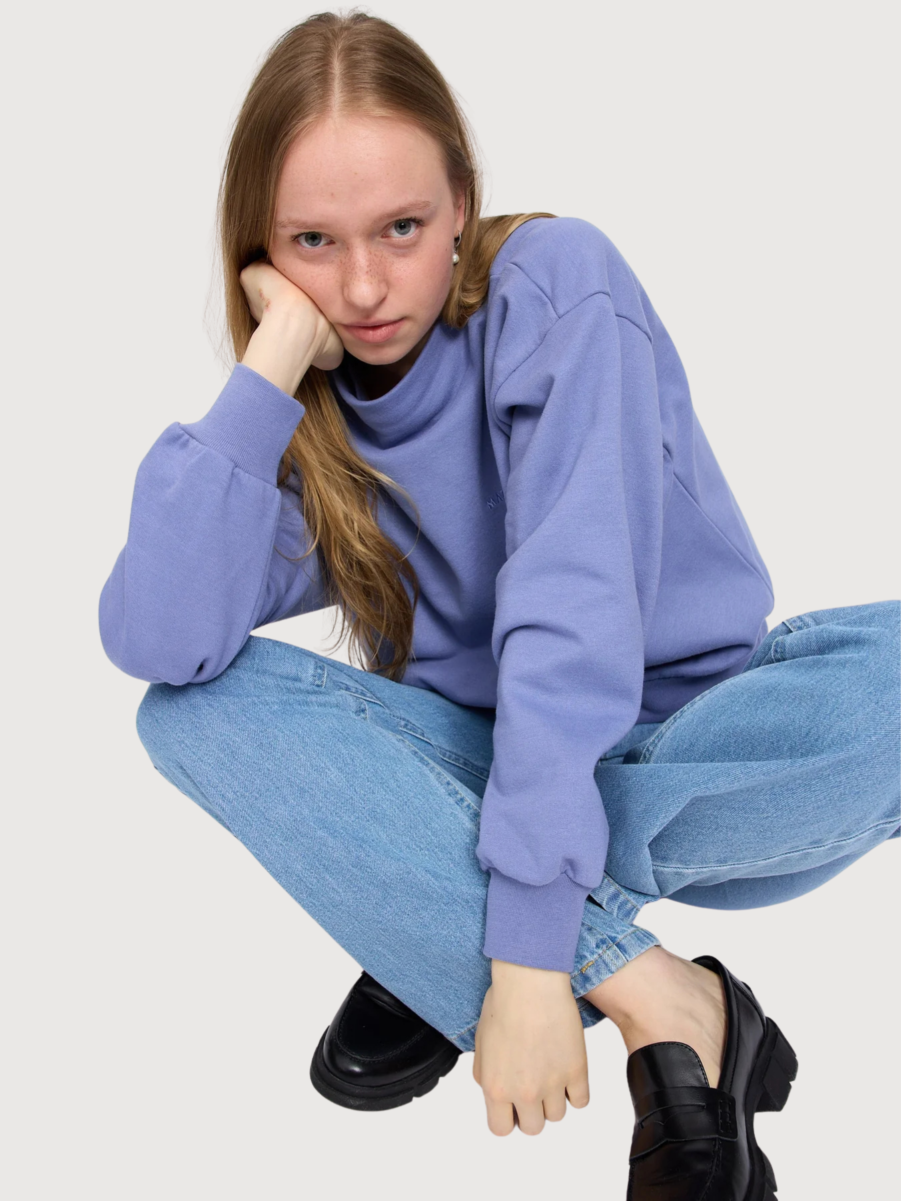 Longsleeve Soft Fabrik Mock Blue Woman | Mazine