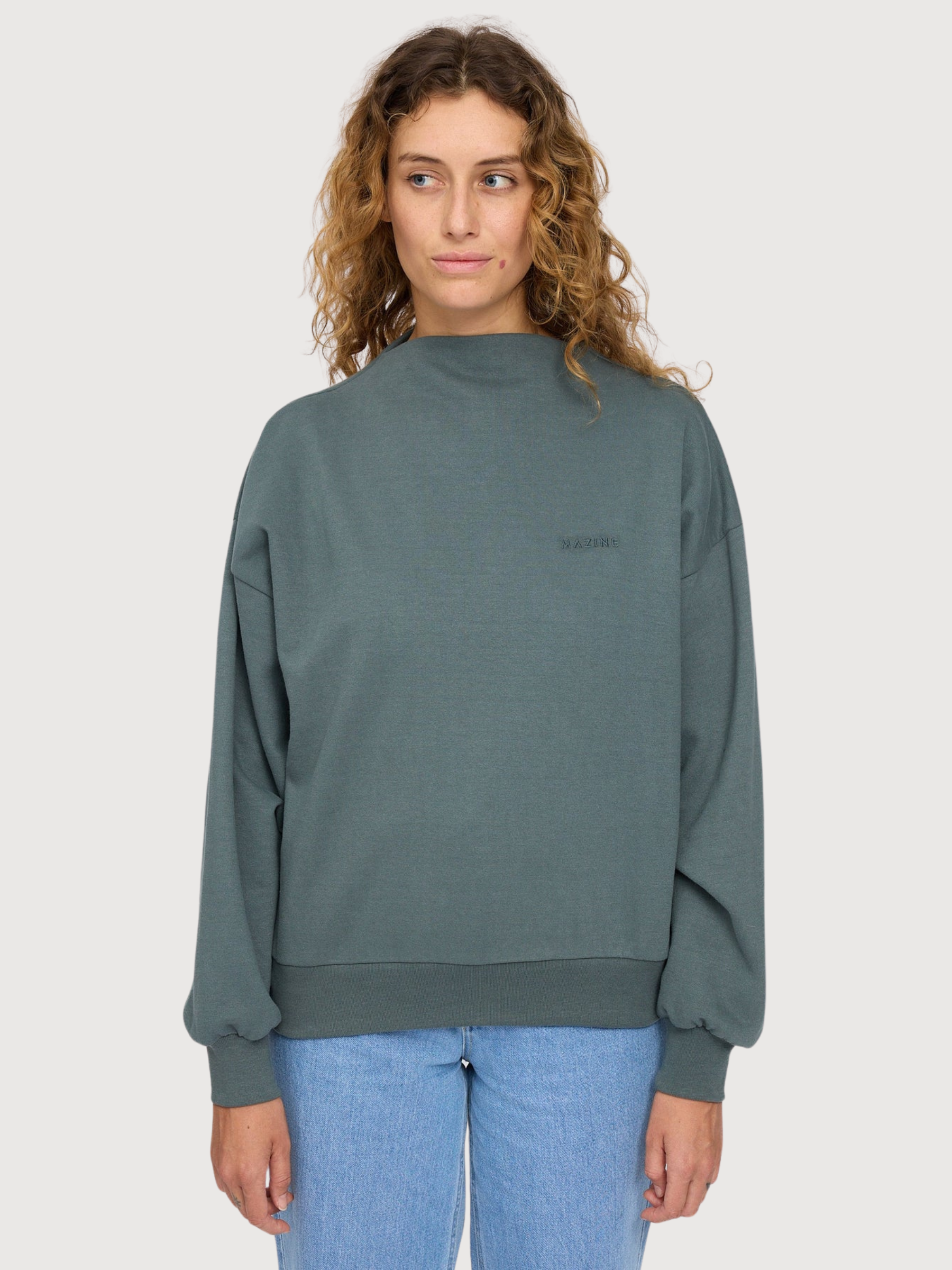 Longsleeve Soft Fabric Mock Green Woman | Mazine
