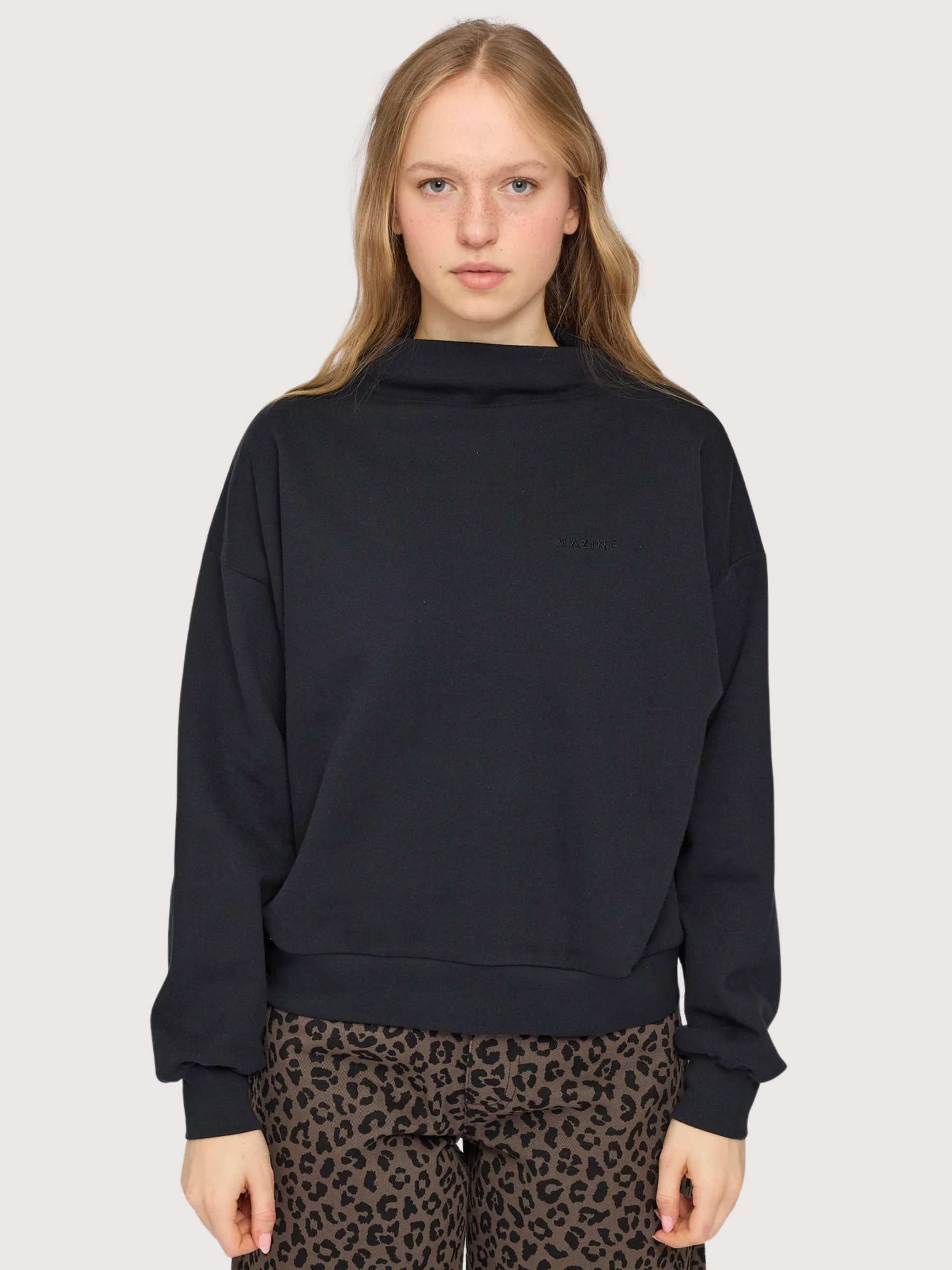 Longsleeve Soft Fabric Mock Black Woman | Mazine