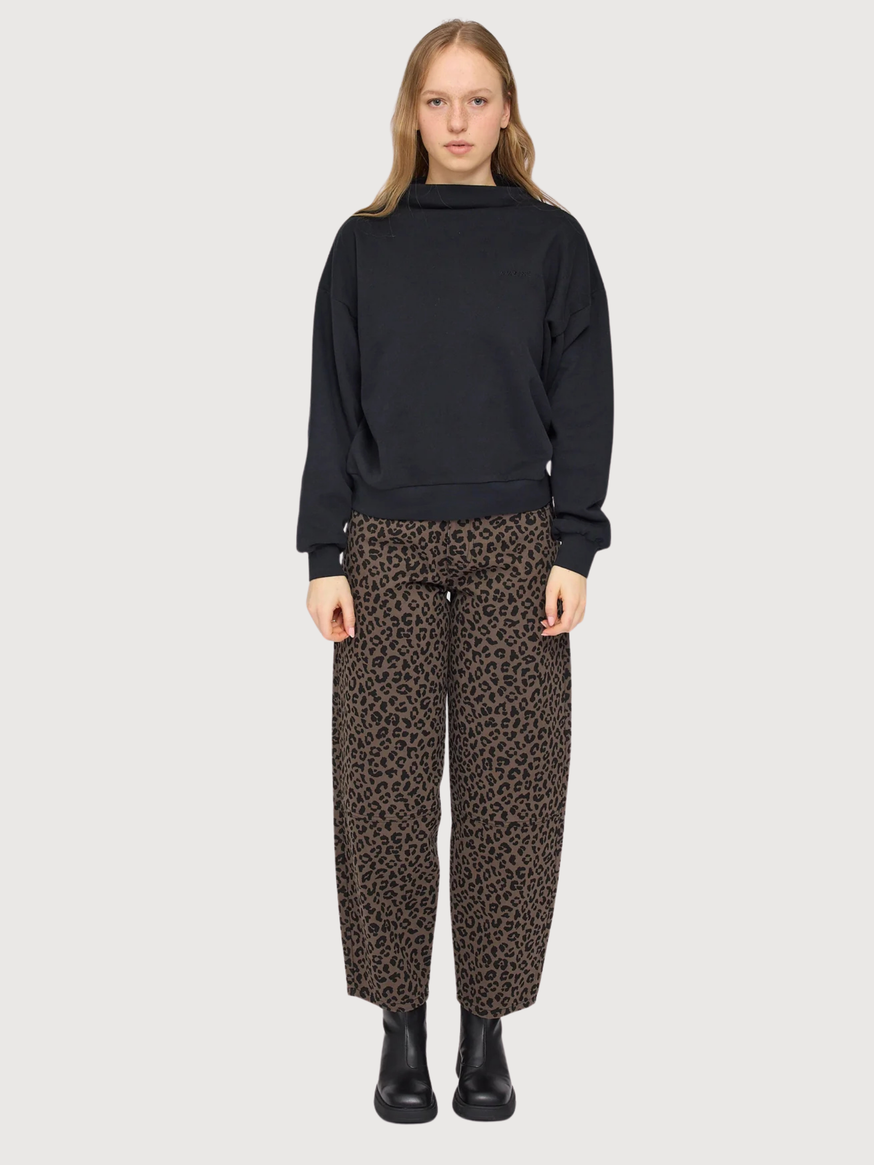 Longsleeve Soft Fabric Mock Black Woman | Mazine