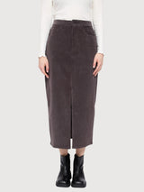 Skirt Cordoruy Dark Purple Woman Cotton | Mazine