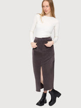 Skirt Cordoruy Dark Purple Woman Cotton | Mazine
