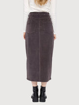 Skirt Cordoruy Dark Purple Woman Cotton | Mazine