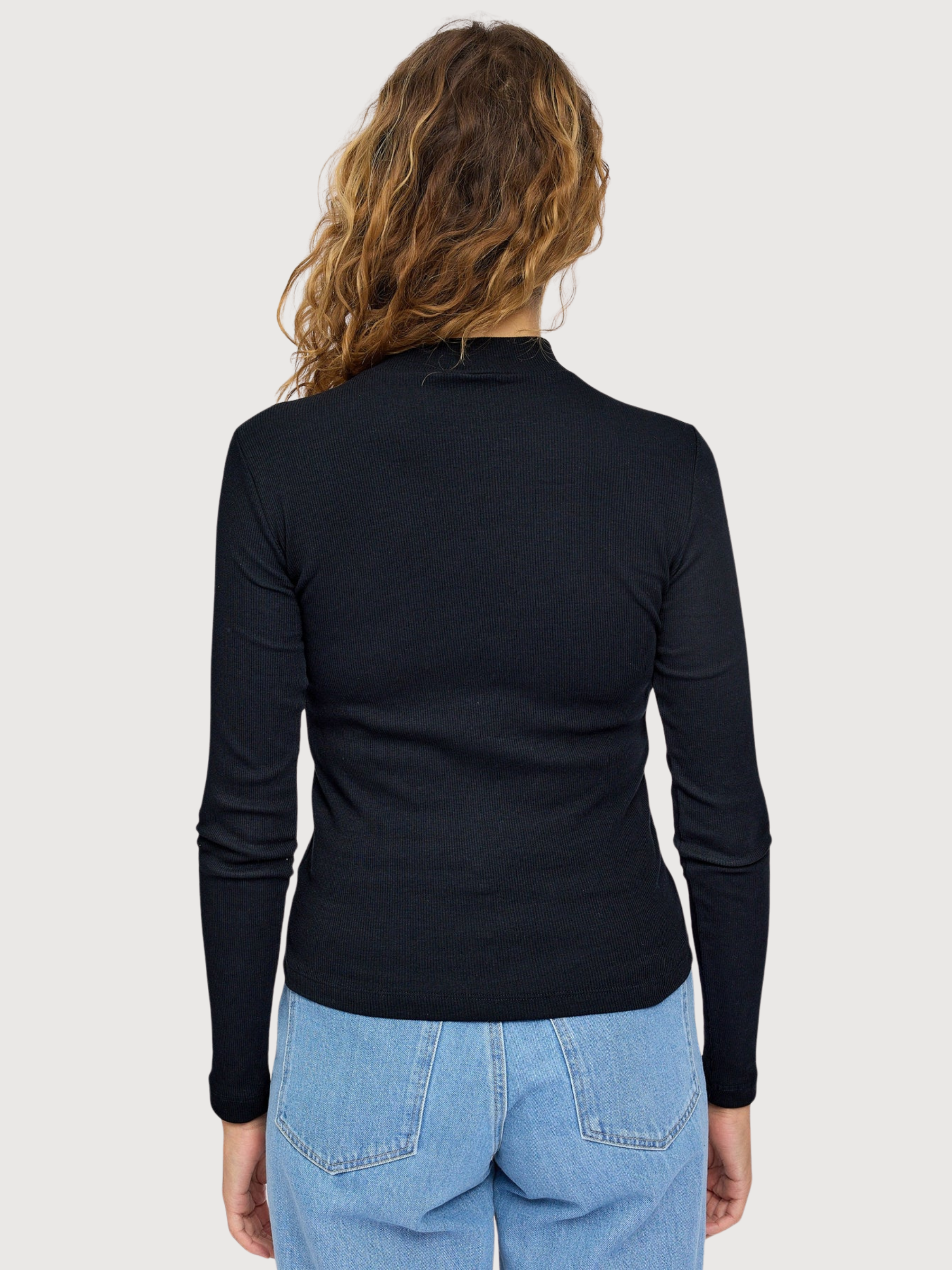 Dolcevita in cotone a maniche lunghe nero da donna | Mazine