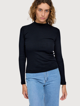Longsleeve Cotton Turtleneck Black Woman | Mazine