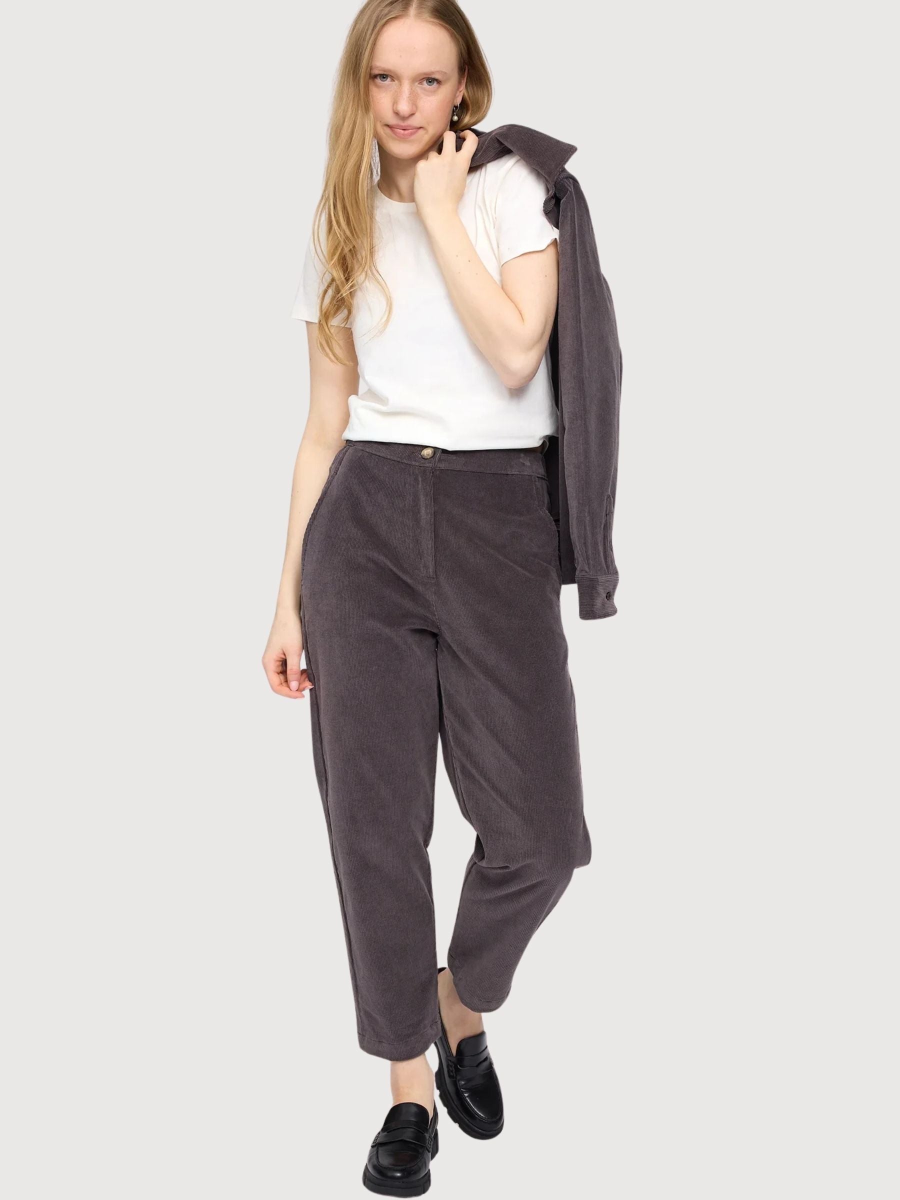 Trouser Corduroy Dark Purple Woman Cotton | Mazine