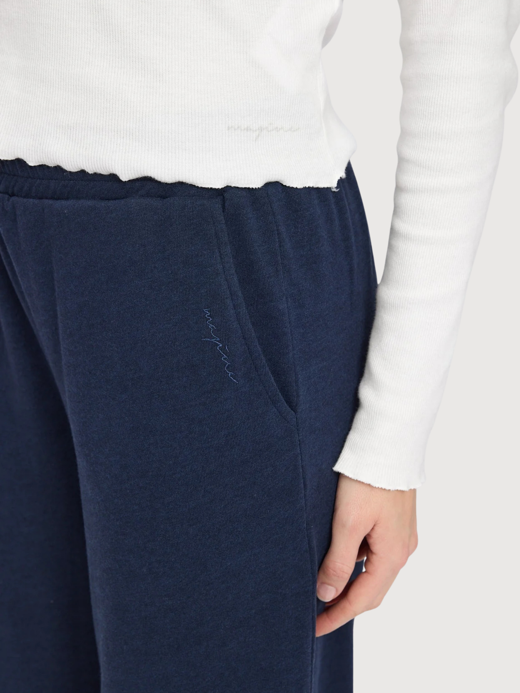 Trouser Wide Leg Jersey Dark Blue Woman | Mazine