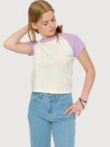 T-Shirt Contrast Sleeves Orchid/Offwhite  | Mazine