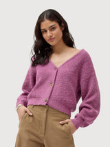 Rippstrick-Jacke GOTS Malve Melange