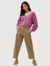 Rippstrick-Jacke GOTS Malve Melange