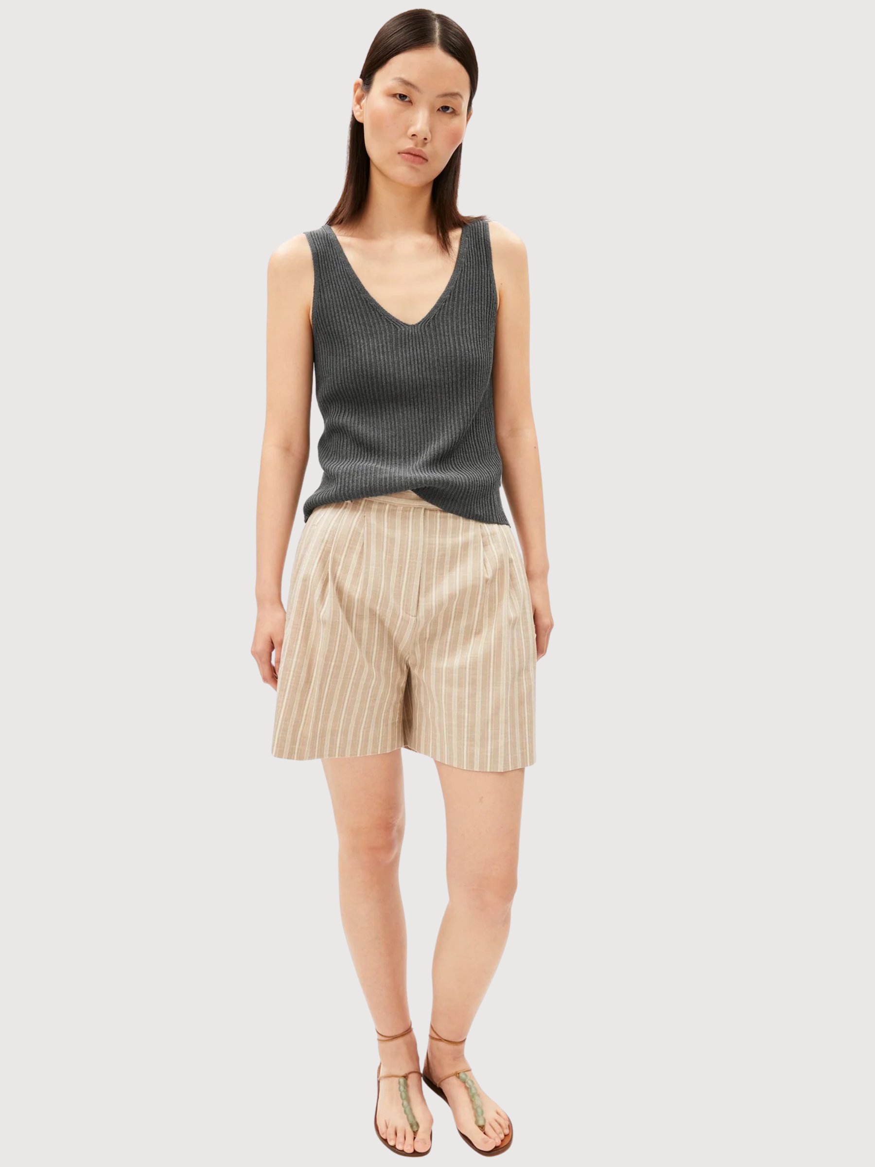 Top Knit Linen Blend Space Steel | Armedangels