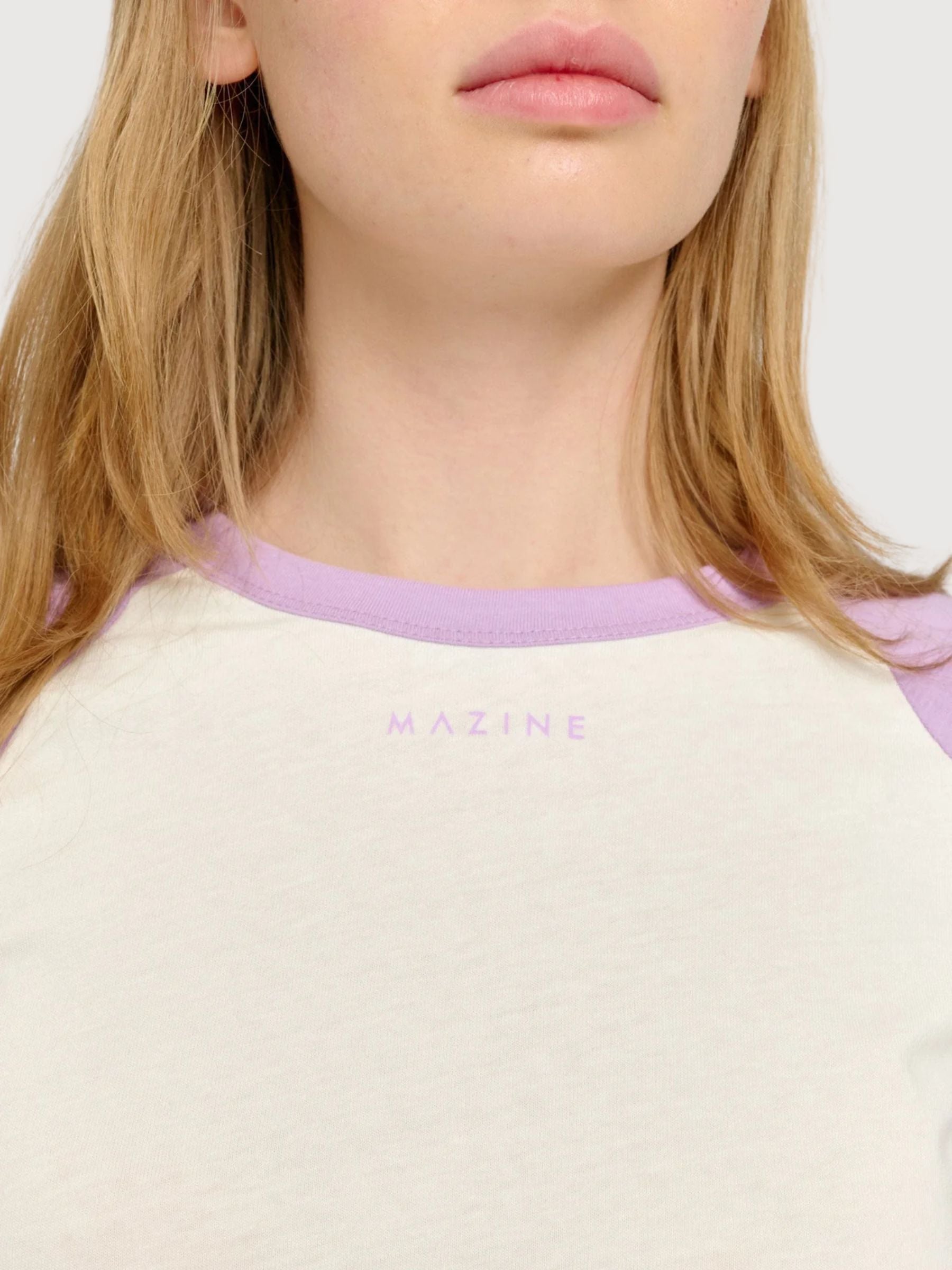 T-shirt con maniche a contrasto Orchidea/Bianco sporco | Mazine