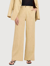 Trouser Marlene Khaki/Creme Linen/Cotton | Lanius