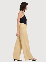 Trouser Marlene Khaki/Creme Linen/Cotton | Lanius