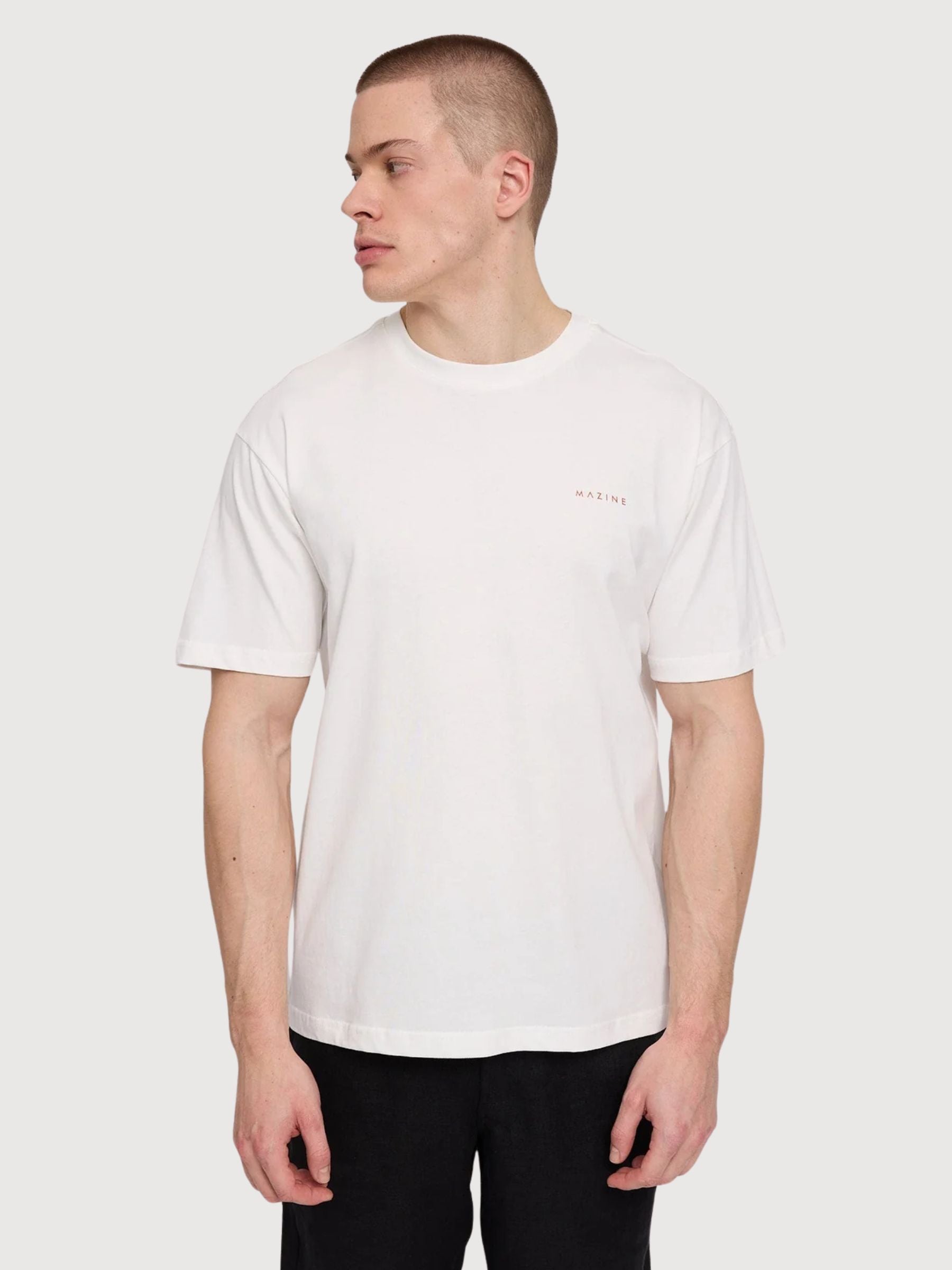 T-Shirt „Freier Tag“ mit Rückendruck in Offwhite/Orange | Mazine