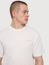 T-Shirt „Freier Tag“ mit Rückendruck in Offwhite/Orange | Mazine