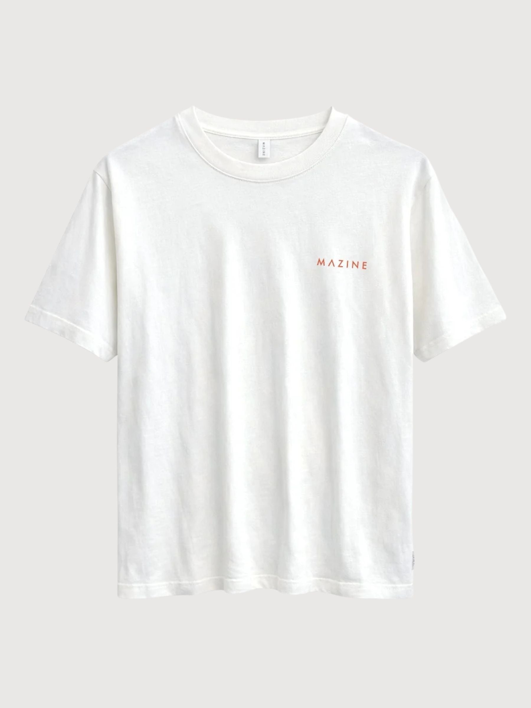 T-Shirt „Freier Tag“ mit Rückendruck in Offwhite/Orange | Mazine