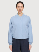 Giacca bomber corta in cotone da donna, azzurra | Mazine
