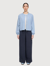 Giacca bomber corta in cotone da donna, azzurra | Mazine