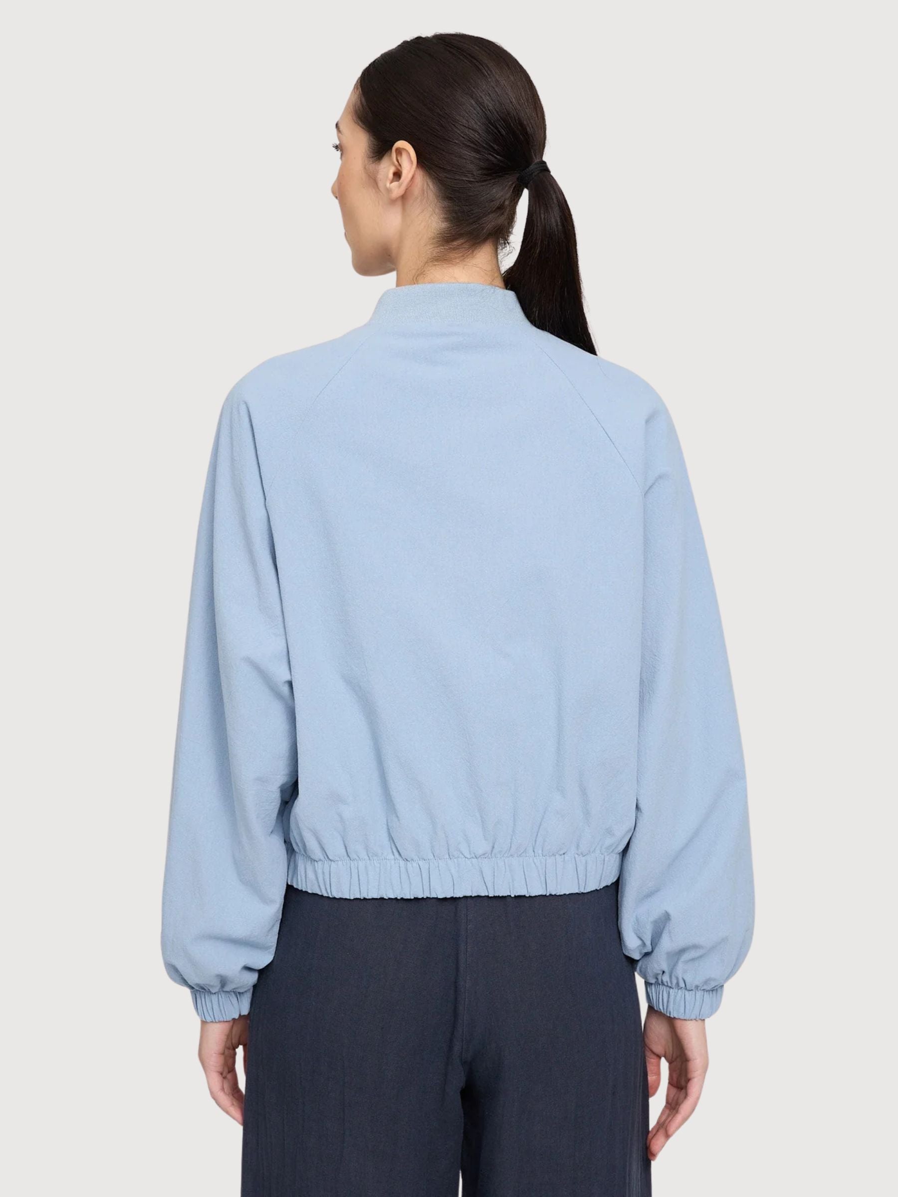 Giacca bomber corta in cotone da donna, azzurra | Mazine