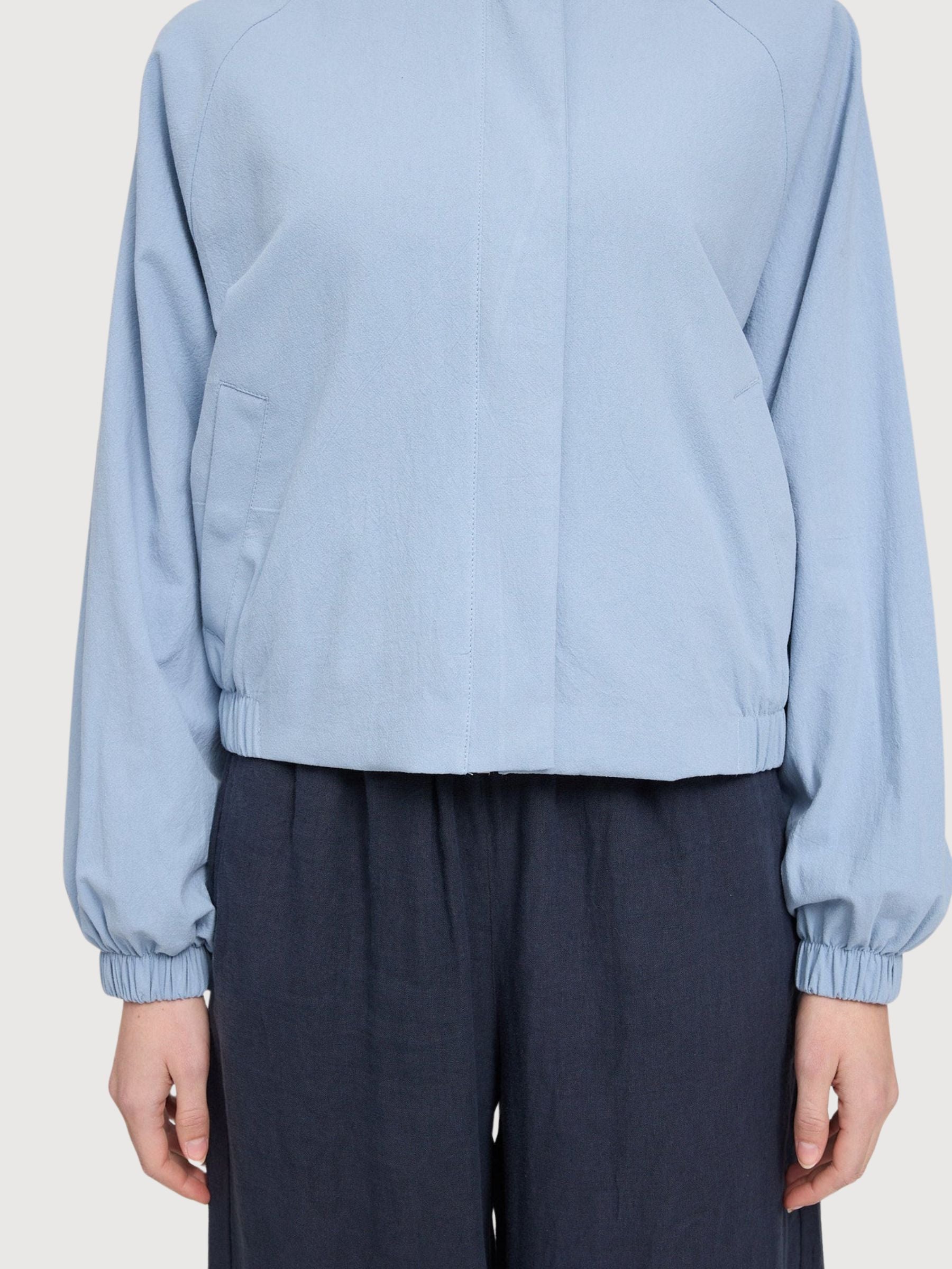Giacca bomber corta in cotone da donna, azzurra | Mazine