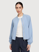 Giacca bomber corta in cotone da donna, azzurra | Mazine