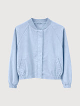 Giacca bomber corta in cotone da donna, azzurra | Mazine