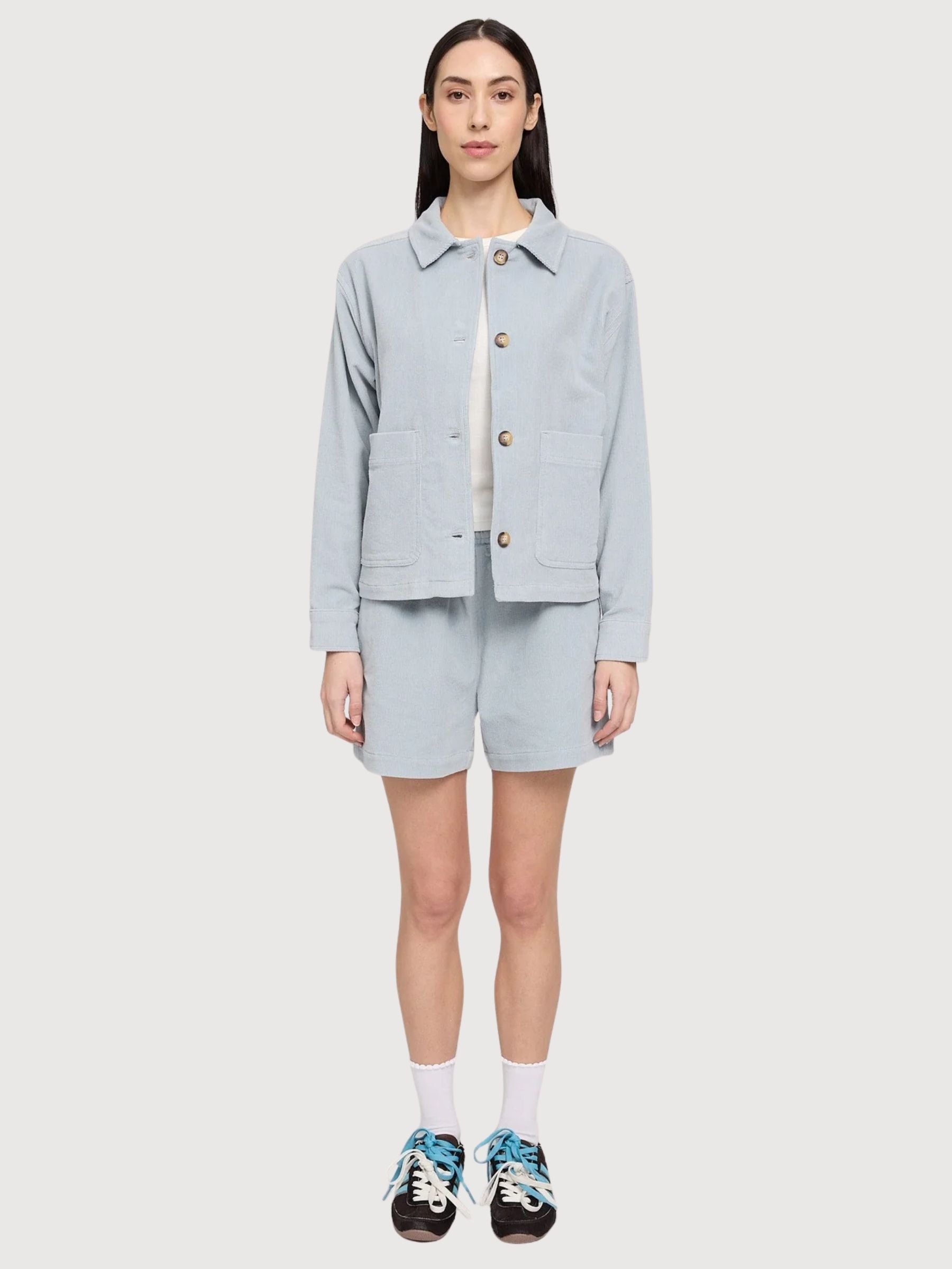 Giacca Donna Velluto a Coste Cotone Blu Perla | Mazine
