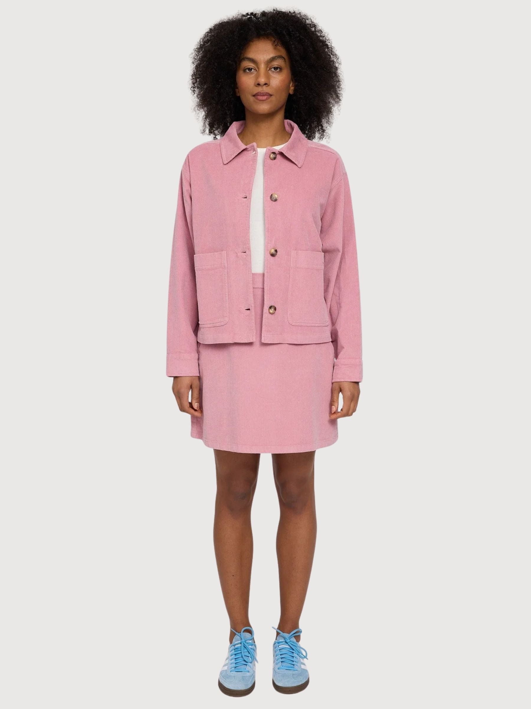 Giacca Donna Velluto a Coste Cotone Rosa Cipria | Mazine