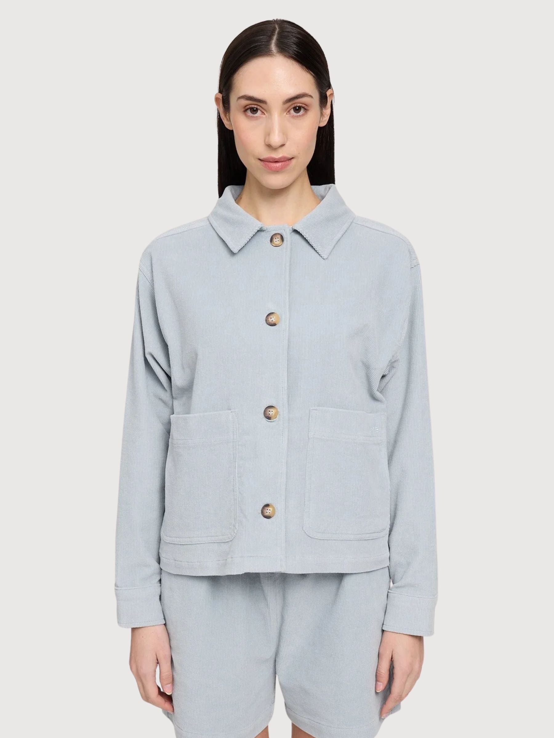 Giacca Donna Velluto a Coste Cotone Blu Perla | Mazine