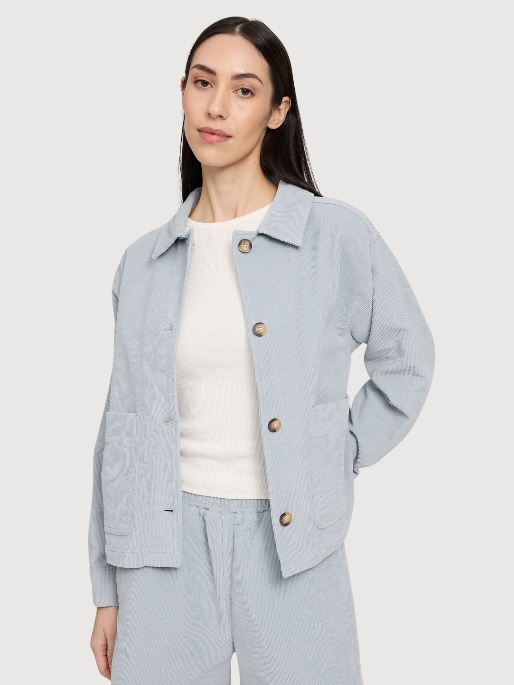 Giacca Donna Velluto a Coste Cotone Blu Perla | Mazine