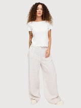 Babylock Damen-T-Shirt mit hellen Bünden in Offwhite | Mazine
