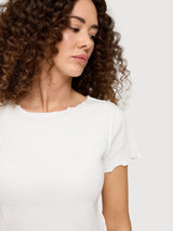 Babylock Damen-T-Shirt mit hellen Bünden in Offwhite | Mazine