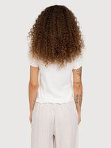 Babylock Damen-T-Shirt mit hellen Bünden in Offwhite | Mazine