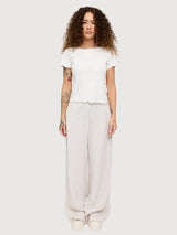 Babylock Damen-T-Shirt mit hellen Bünden in Offwhite | Mazine