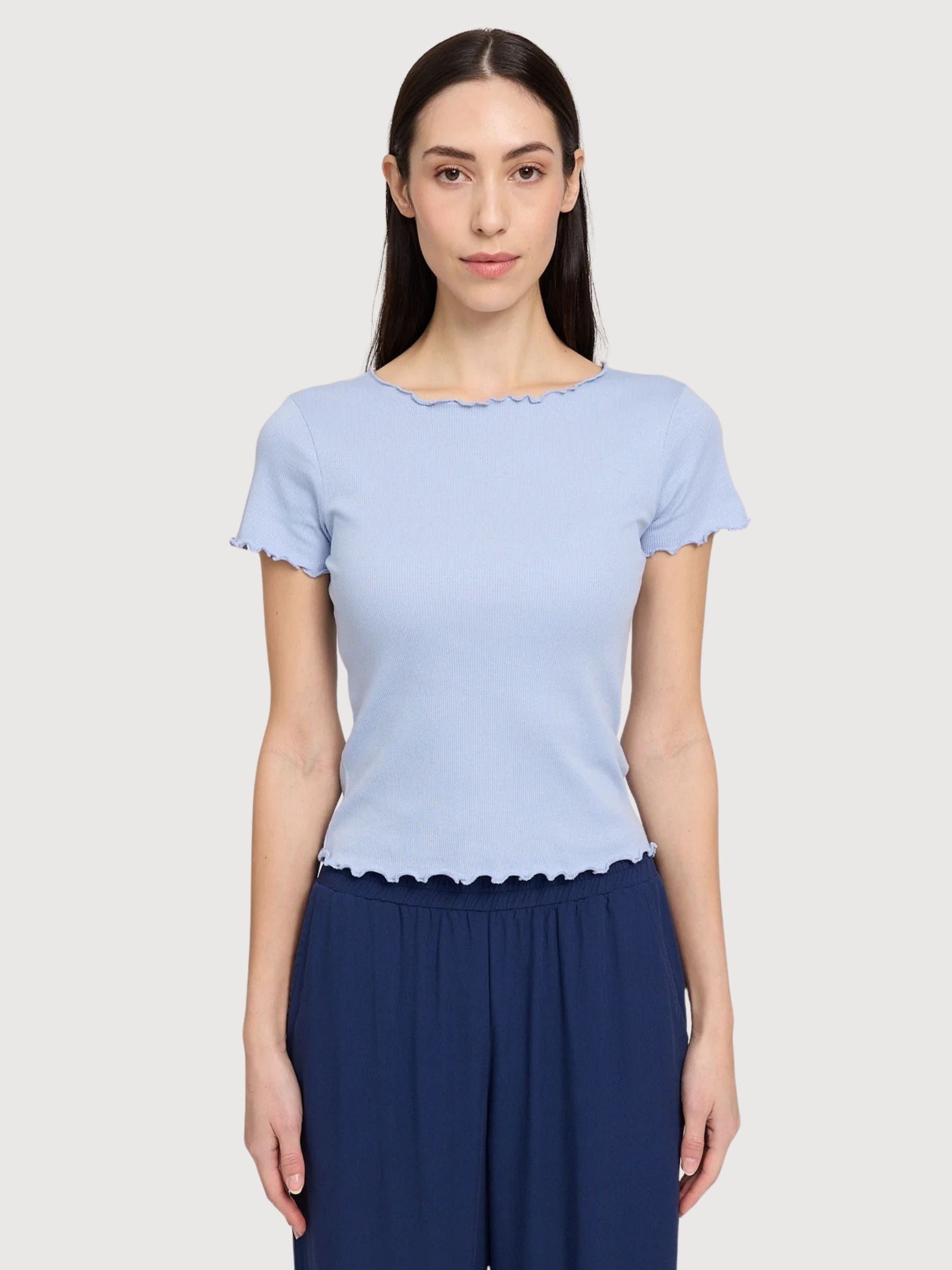 Babylock Damen-T-Shirt mit Saum, Wolkenblau | Mazine