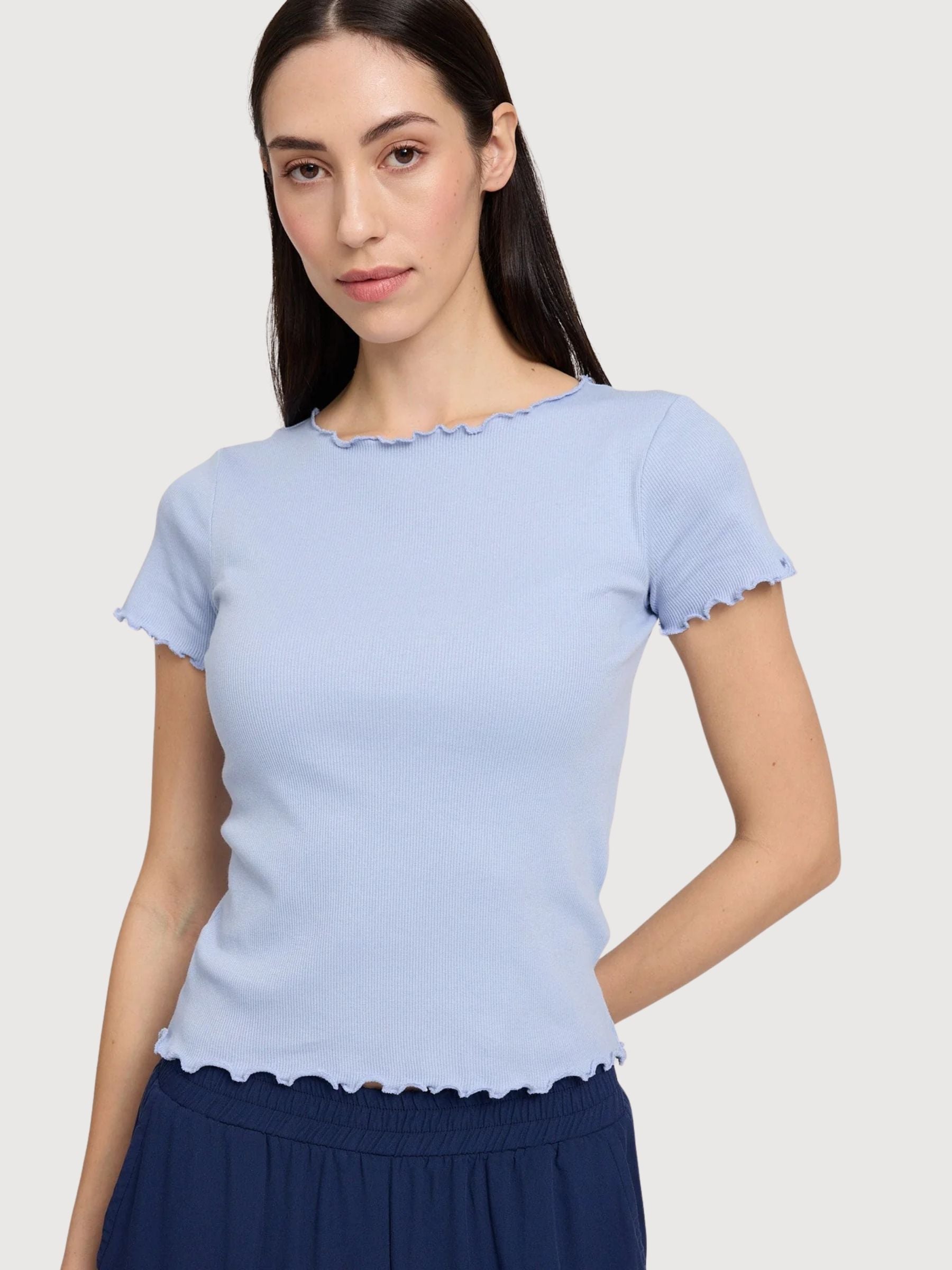 Babylock Damen-T-Shirt mit Saum, Wolkenblau | Mazine