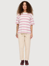 T-shirt da donna a righe audaci color orchidea/bianco | Rivista