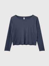 Maglia a maniche lunghe a righe e costine da donna blu | Mazine