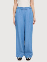 Pantalone gamba larga in Tencel donna lavaggio blu scuro | Mazine