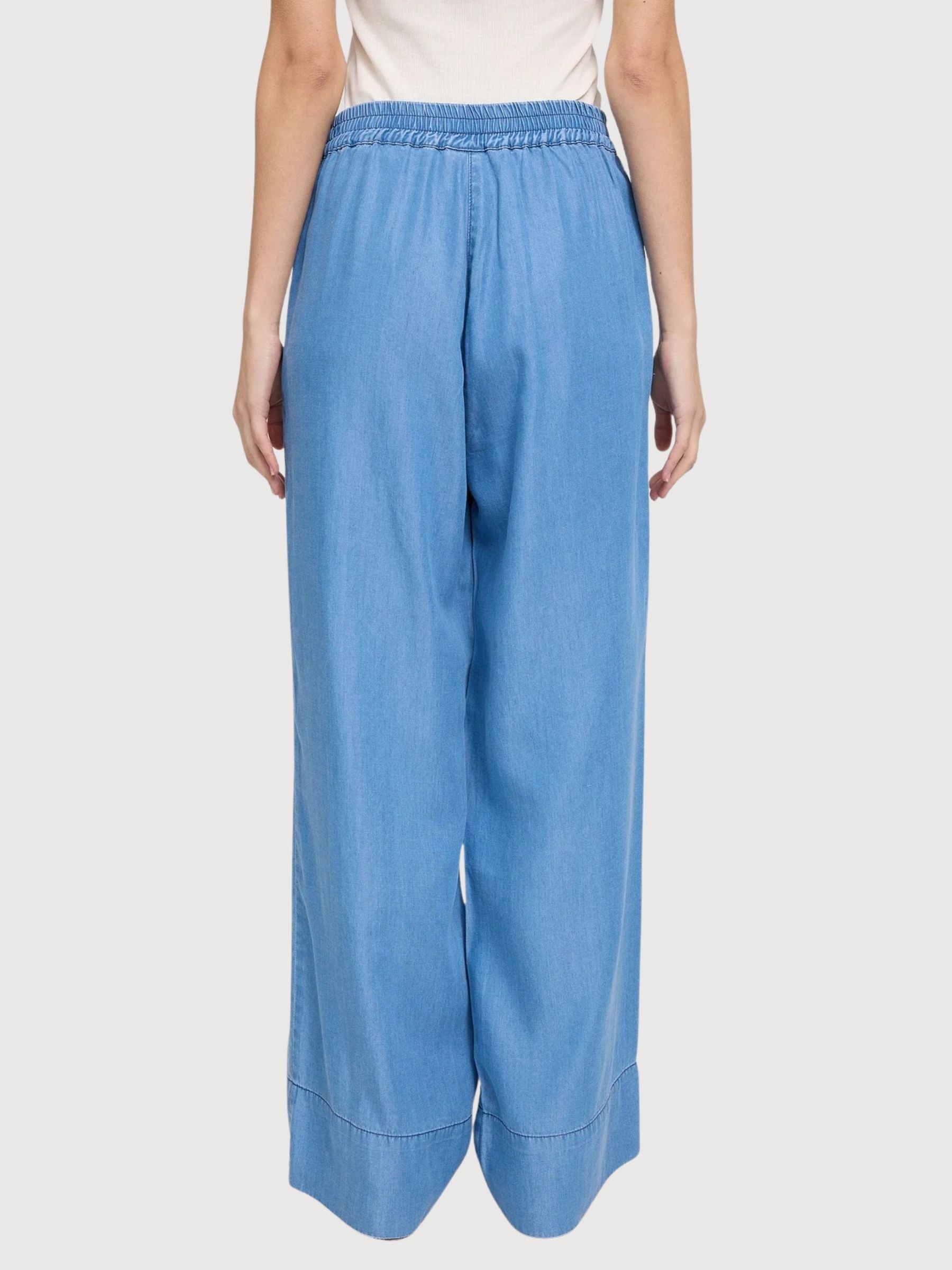 Pantalone gamba larga in Tencel donna lavaggio blu scuro | Mazine
