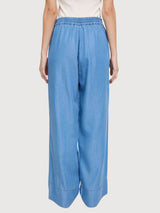 Pantalone gamba larga in Tencel donna lavaggio blu scuro | Mazine