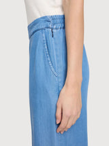 Pantalone gamba larga in Tencel donna lavaggio blu scuro | Mazine